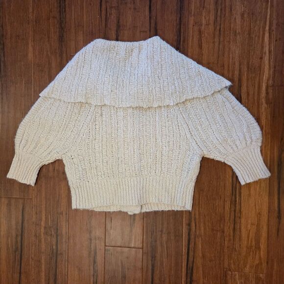 Free People Chunky Knit Cropped Cardigan Sweater Oversized Shawl Women's XS - Picture 2 of 9